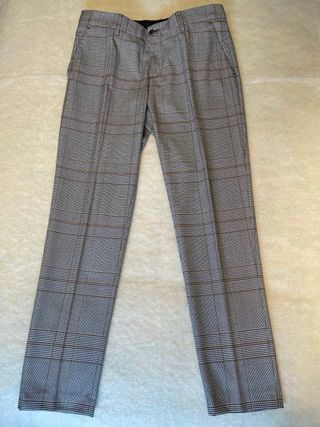 Pantalón traje Zara cuadros marrón gris
