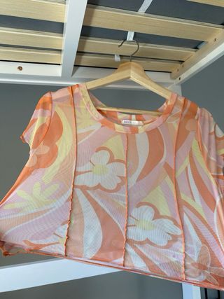 Top Index flores naranja rosa T-S
