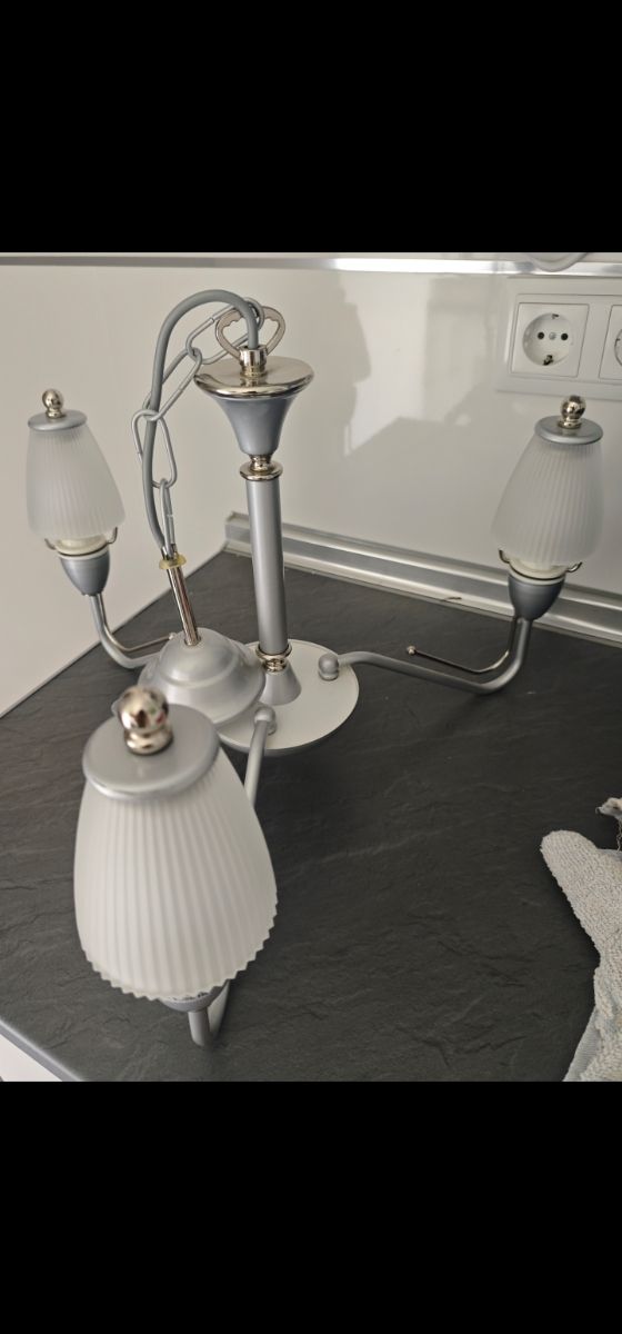 Lámpara techo 3 luces plata