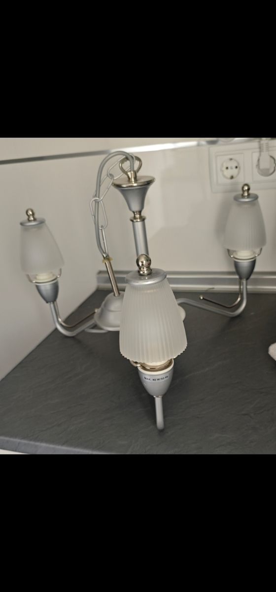 Lámpara techo 3 luces plata