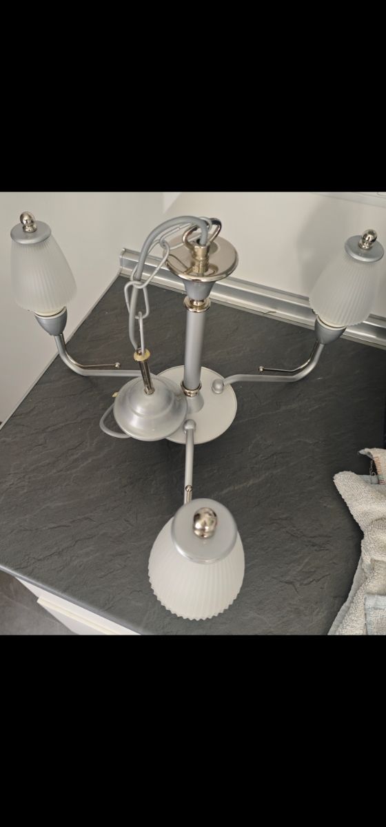 Lámpara techo 3 luces plata