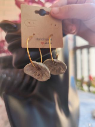 Pendientes aro dorados cerámica 