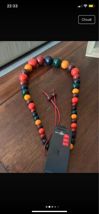 Collana Perle Legno Multicolor