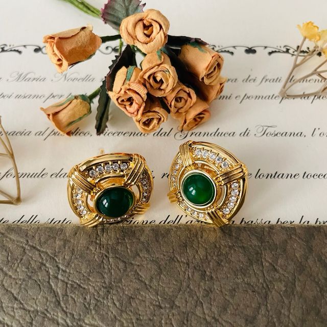 Orecchini clip onice verde