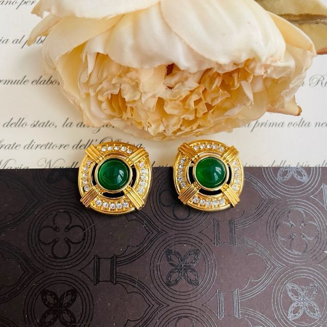 Orecchini clip onice verde