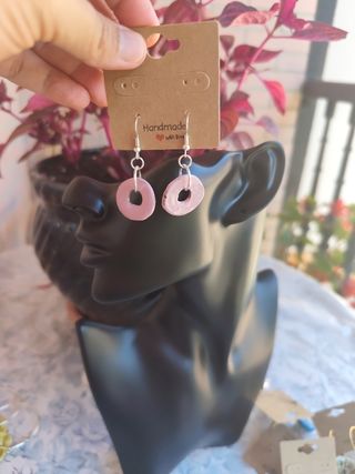 Pendientes cerámicos rosa