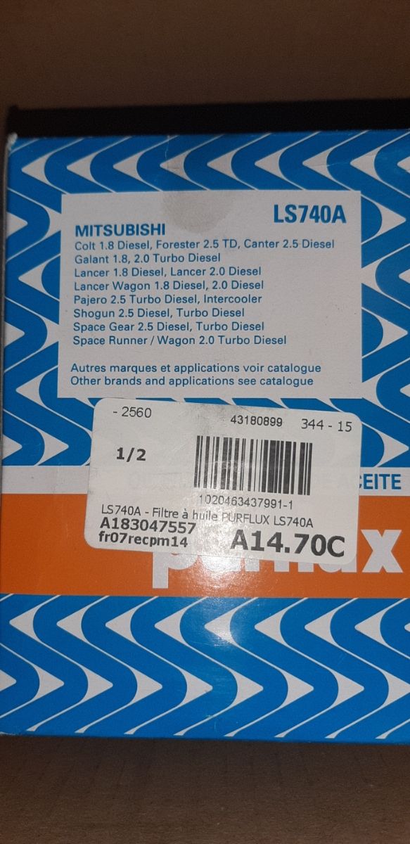 2 Filtros Aceite Purflux LS740A