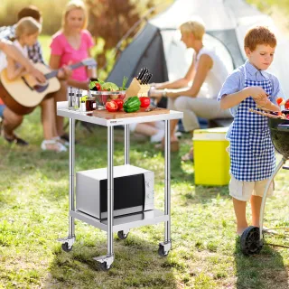 Tavolo Lavoro Acciaio Inossidabile 4 Rotelle 61 x