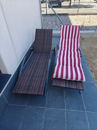 Mesa y sillas jardín + 2 hamacas
