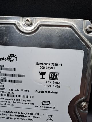 Disco duro  Seagate Barracuda 7200.11 de 500 Gb 