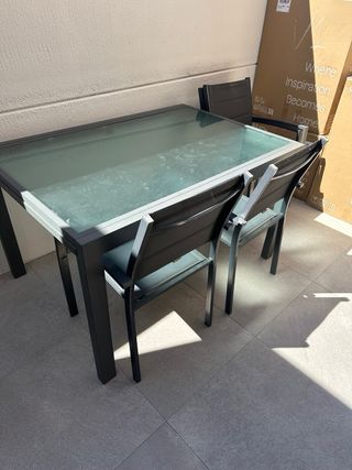 Mesa y sillas de jardín aluminio - 4uds