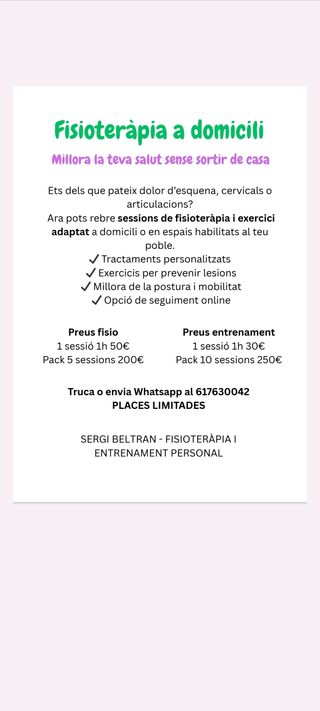 Fisioteràpia i entrenament personal a domicili