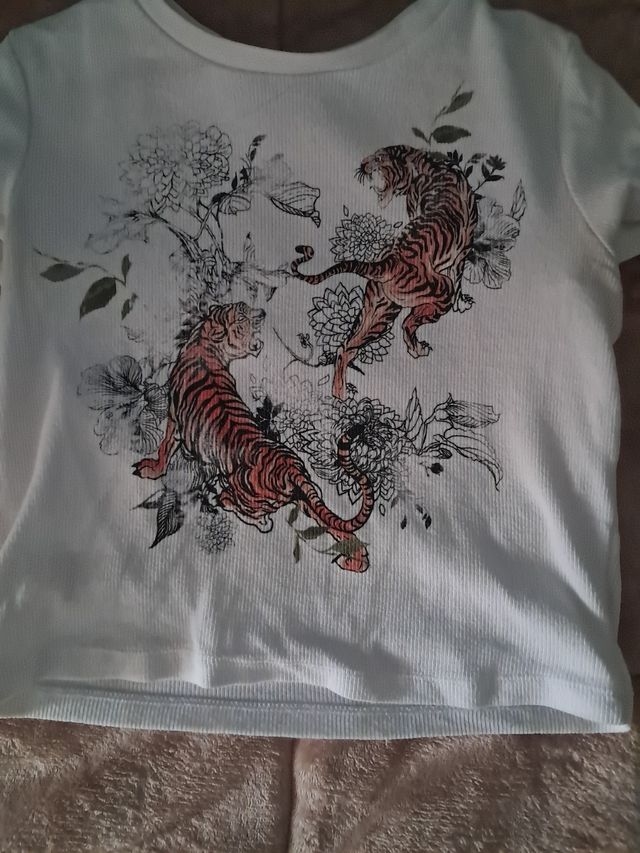 Blusa blanca tigres - top corto