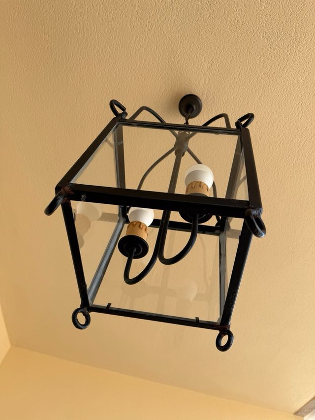 Farol negro forja 2 luces