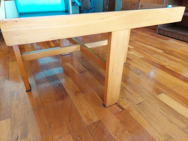 Mesa centro cristal - madera