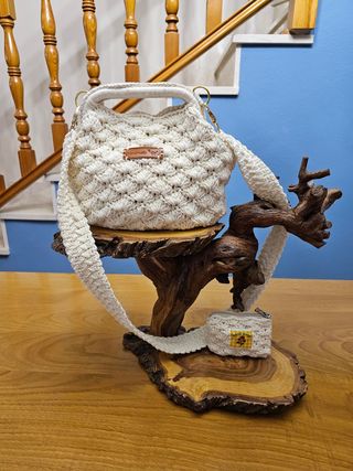 Bolso y monedero crochet blanco 