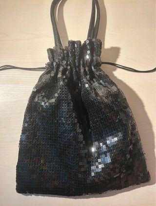Borsa paillettes nero argento