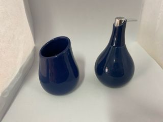 Dosificador jabonera cerámica azul