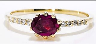 Anillo oro con diamantes y granate 