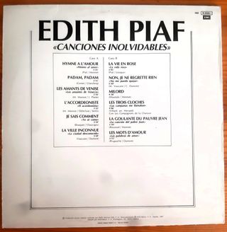 LP Edith Piaf: Canciones inolvidables (1987)