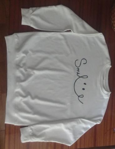 Sudadera blanca sin capucha Smile