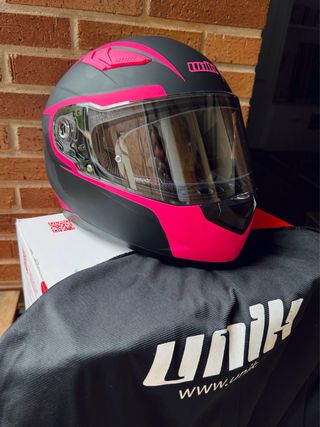 Casco de moto integral UNIK (NEGRO/ROSA) - Talla S