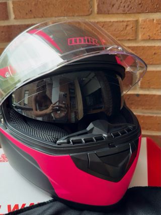Casco de moto integral UNIK (NEGRO/ROSA) - Talla S