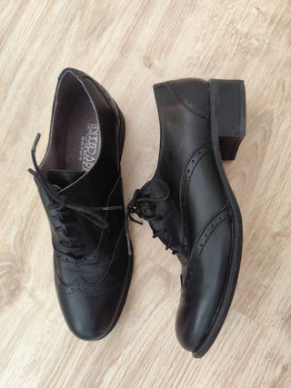 Zapatos mujer Piel Negra Cordones