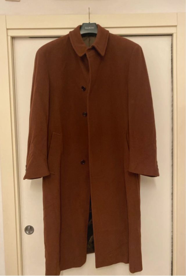 Cappotto uomo lana marrone tg.52