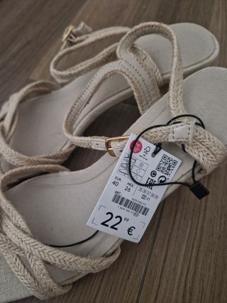 Sandalias con esparto beige - talla 40