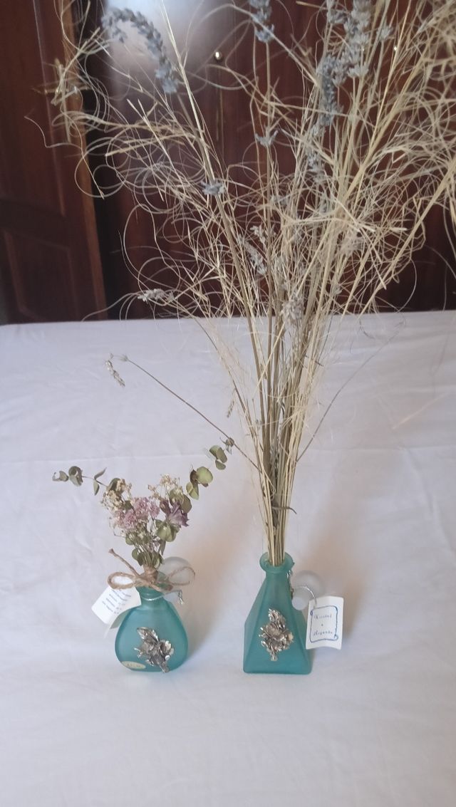 2 Frascos Decoración Vintage cristal de argenta