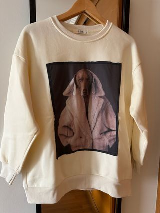 Sudadera perro beige