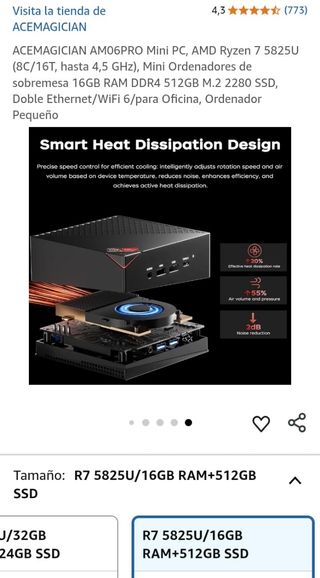 Mini PC ACEMAGICIAN AM06PRO 16GB RAM DDR4 512GB