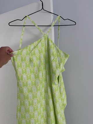 Vestido largo verde estampado