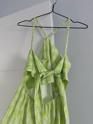 Vestido largo verde estampado