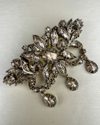 Broche Diamantes Plata y Oro 14k