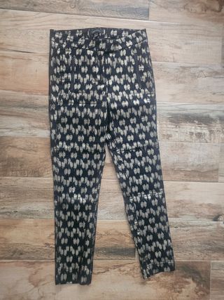 Pantalones estampados dorado-negro