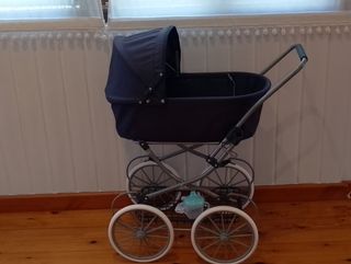 Carrito bebé juguete vintage azul