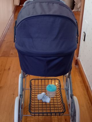 Carrito bebé juguete vintage azul