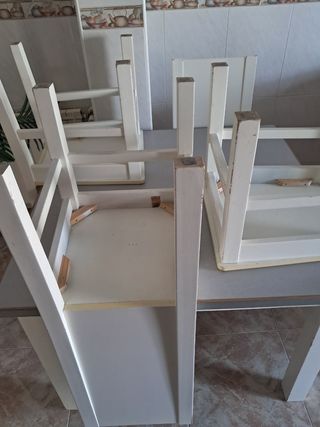 Mesa cocina 4 sillas blanca