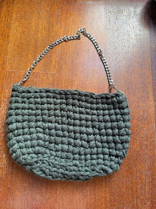 Borsa crochet verde|tracolla catena