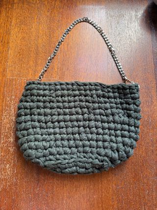 Borsa crochet verde|tracolla catena