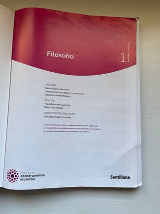 FILOSOFIA 1 BTO CONSTRUYENDO MUNDOS