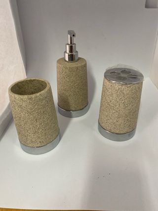 Juego accesorios baño beige