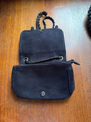 Mini borsa nera velluto stile biker
