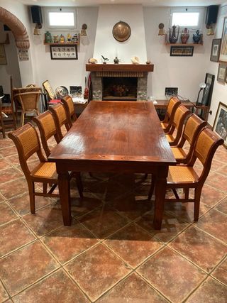 Mesa Comedor Rustica de Madera con las 8 sillas