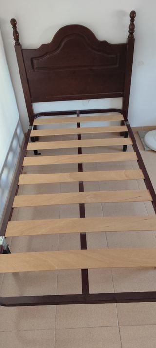 Cabecero y somier 90cm marrón