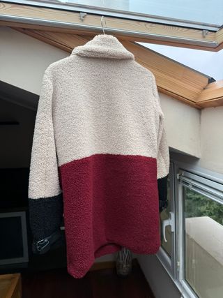 Abrigo borreguillo ONLY beige-rojo