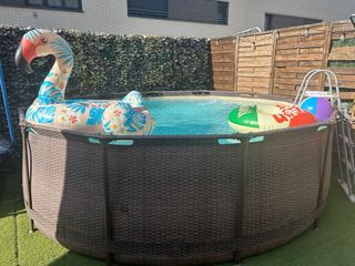 Piscina tubular desmontable marrón 366cm x100