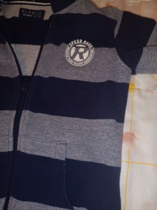 Chaqueta niño rayas azul gris